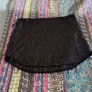 Avec Les Filles Black Textured Mini Skirt